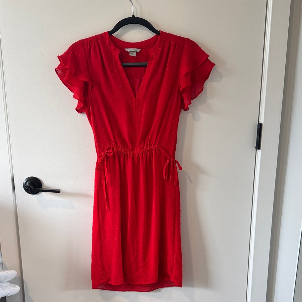 H&M Red Swiss Dot Ruffle Dress